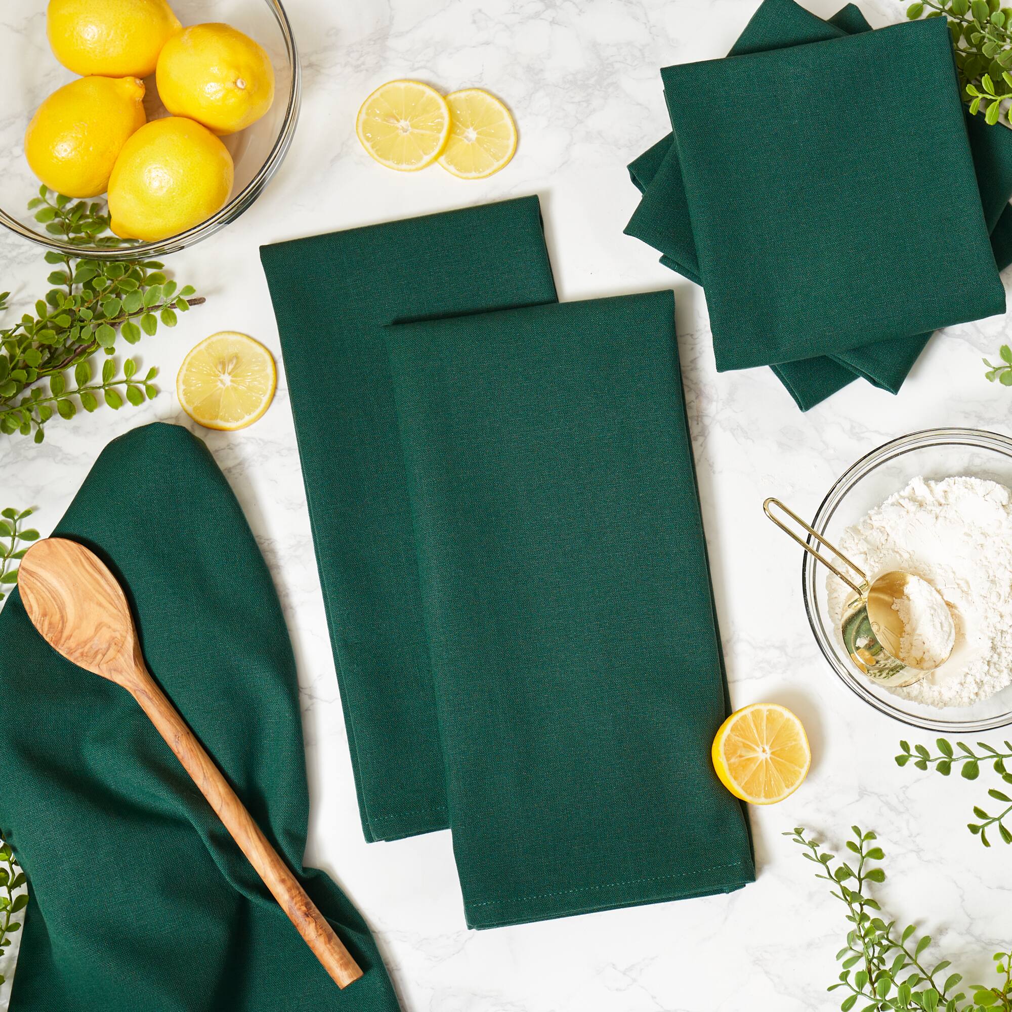 DII® Dark Green Flat Woven Dishtowels Set of 6
